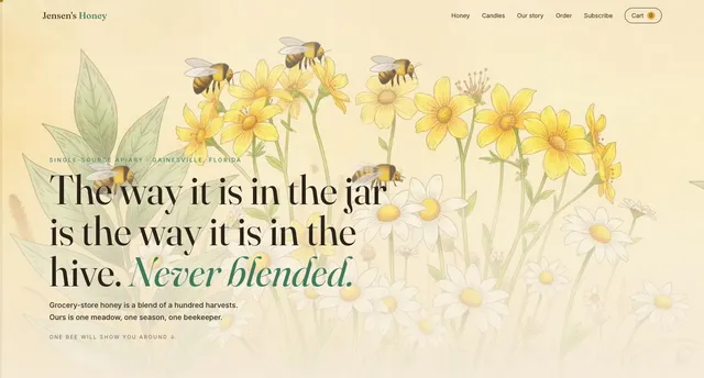 Jensen's Honey — captura del sitio web